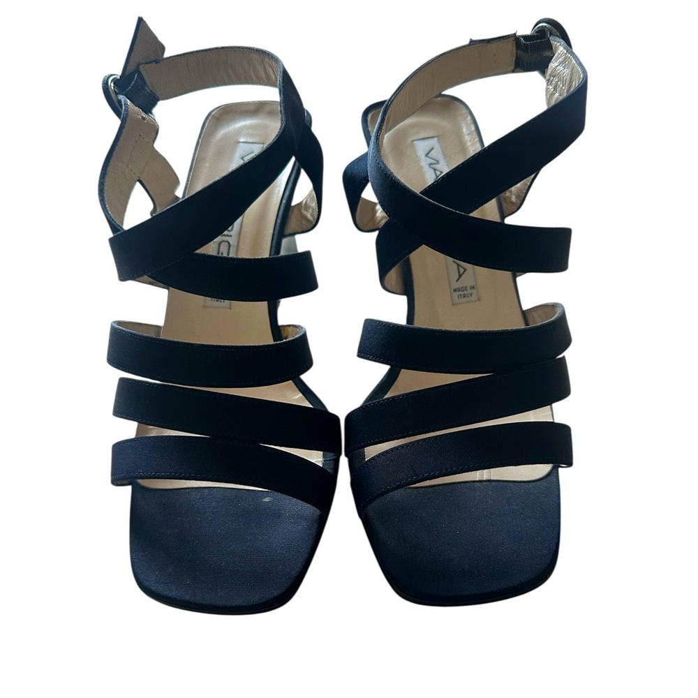 Via Spiga | Black Strappy Fabric Material | Block Heel Sandals | Size 7B